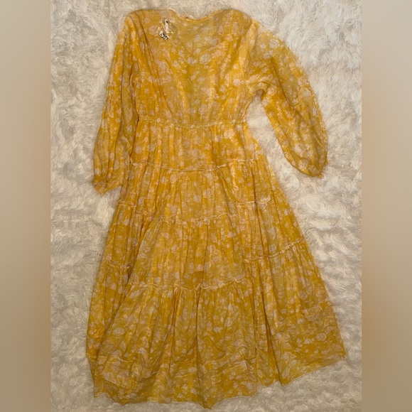 NWOT Free People Pappiet Midi Shirt Dress Sunshine Combo Sz M - Picture 5 of 7